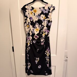 Ralph Lauren Black and Cream Floral Midi Dress